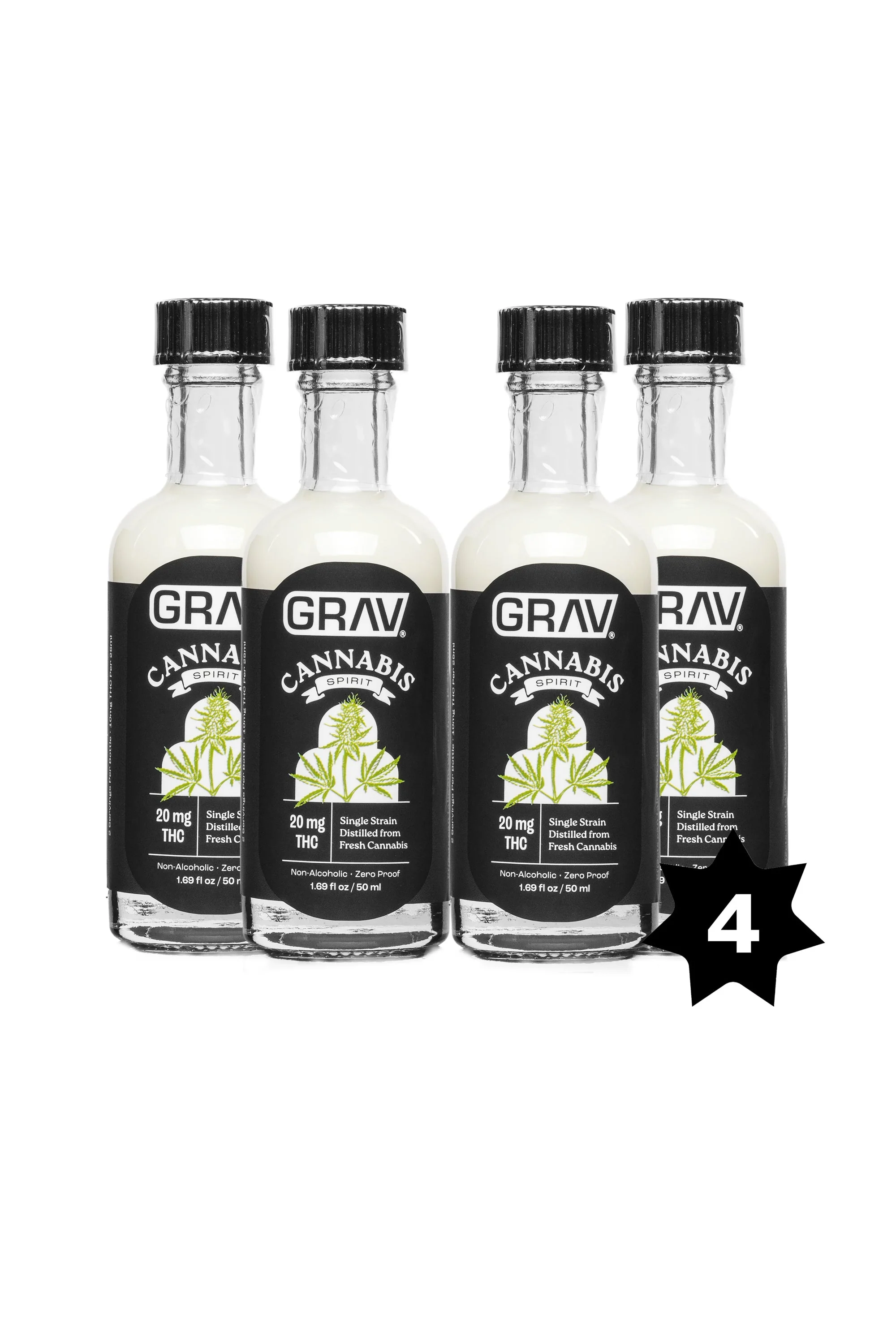 GRAV® Cannabis Spirit, 20mg - 50ml Bottle, 4-Pack