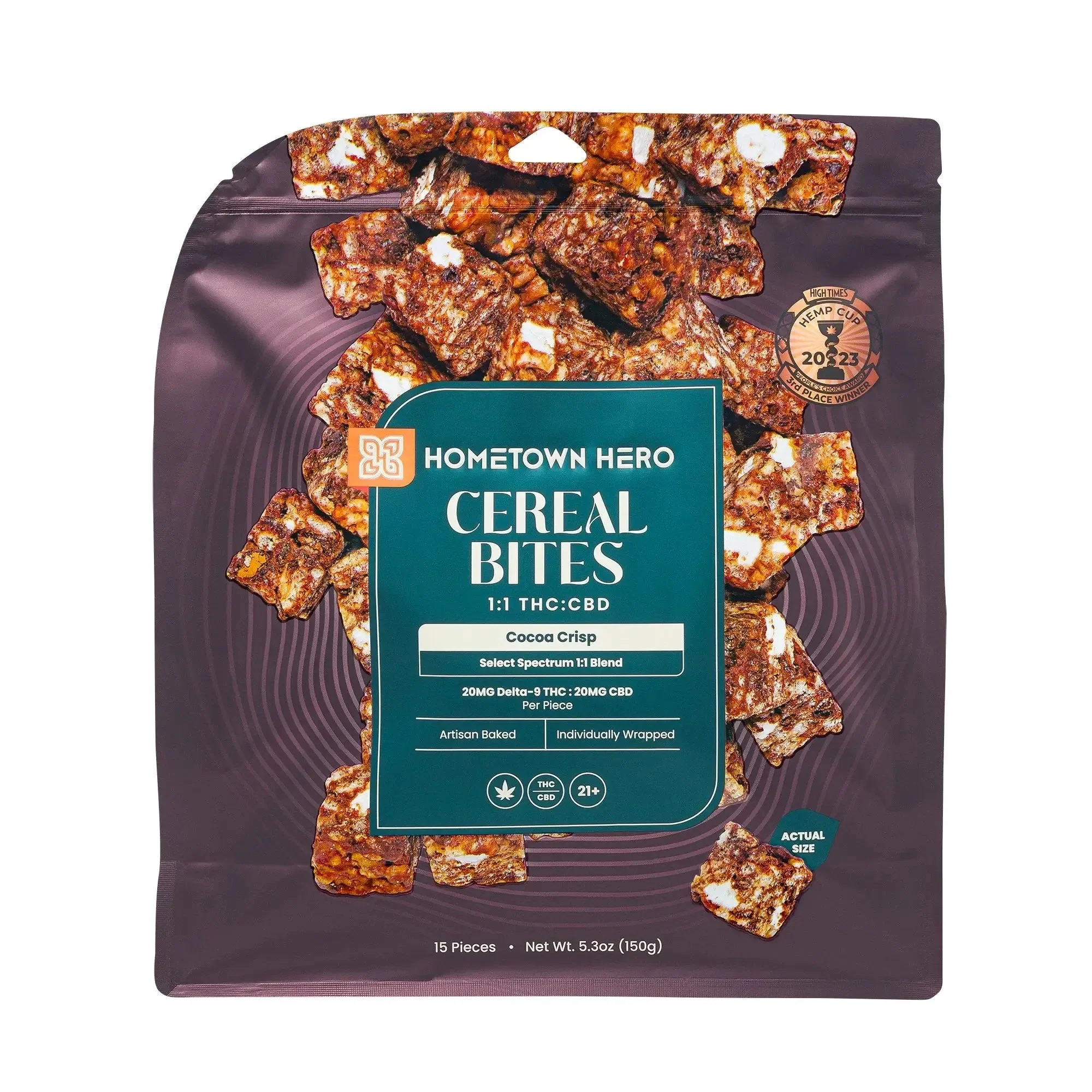Hometown Hero Delta 9 / CBD Cereal Bites - 20mg - Cocoa Crisp