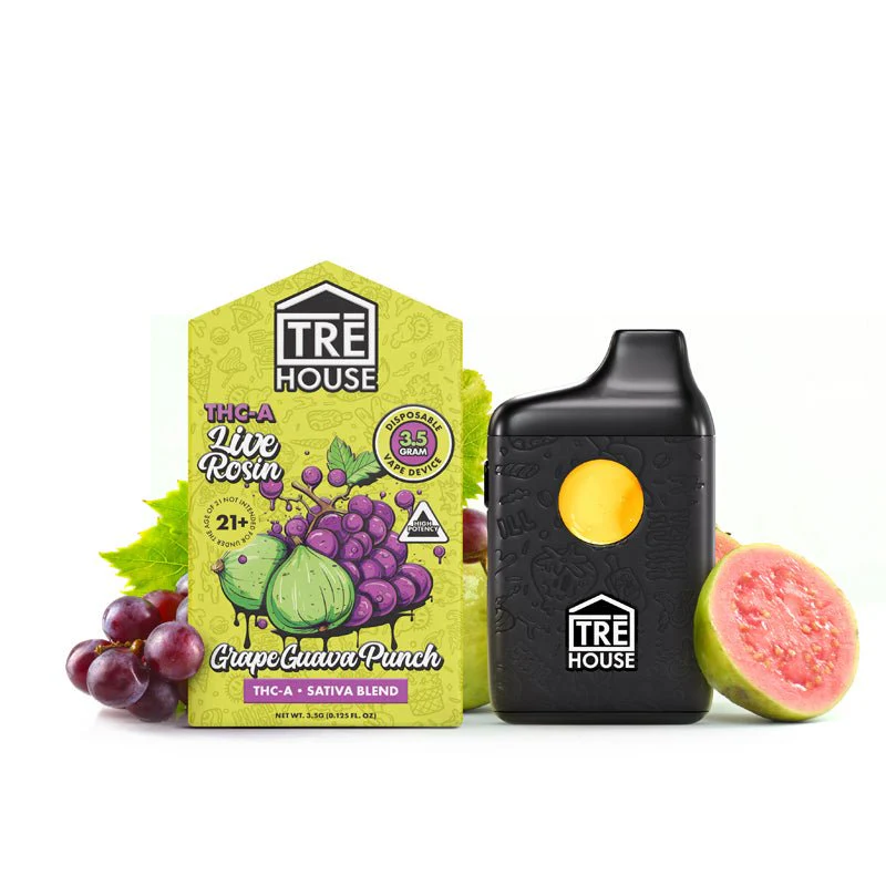 TreHouse THC-A Disposable Vape - 3.5g Sativa - Grape Guava