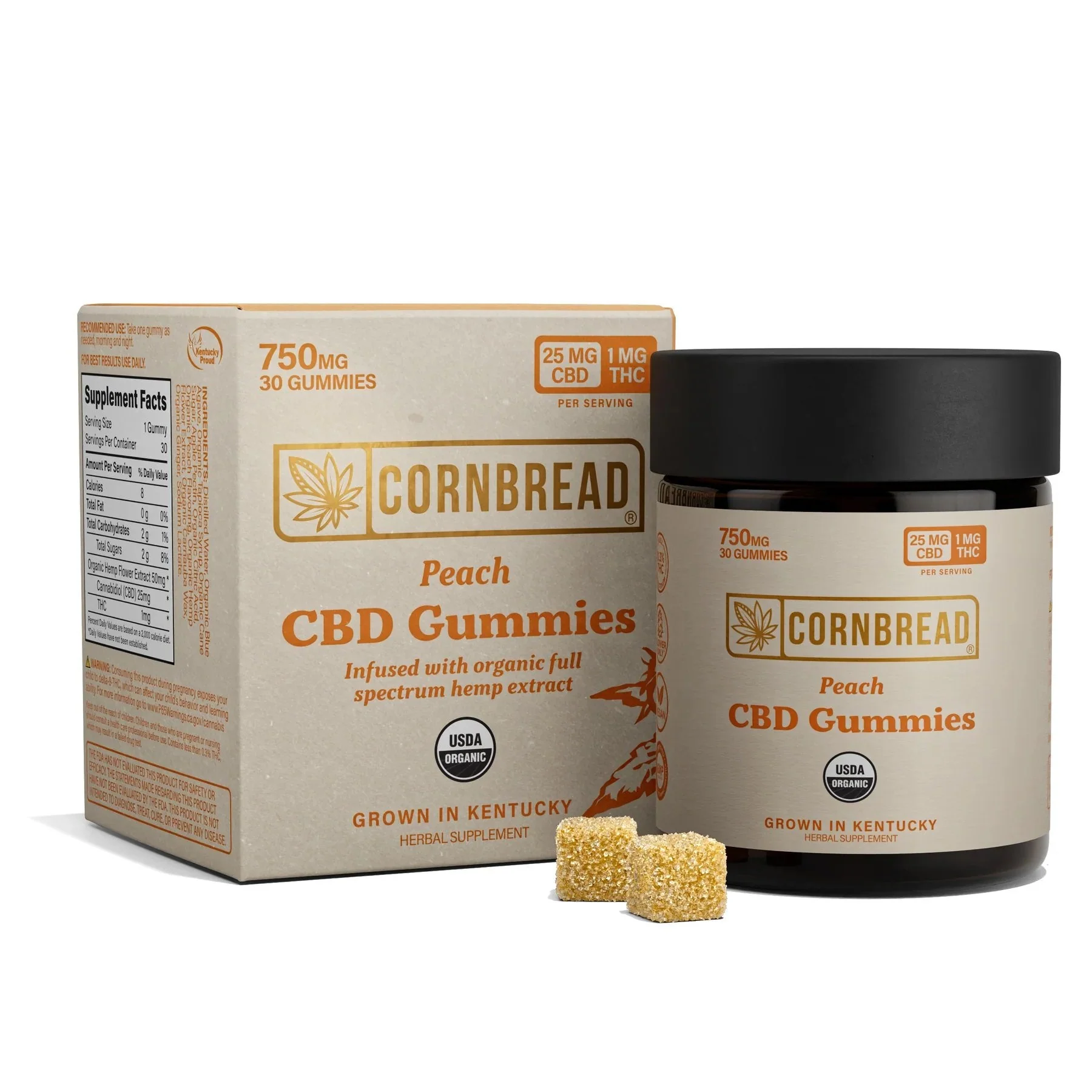 Cornbread Farms Full Spectrum CBD Gummies - 750mg - Peach Flavor
