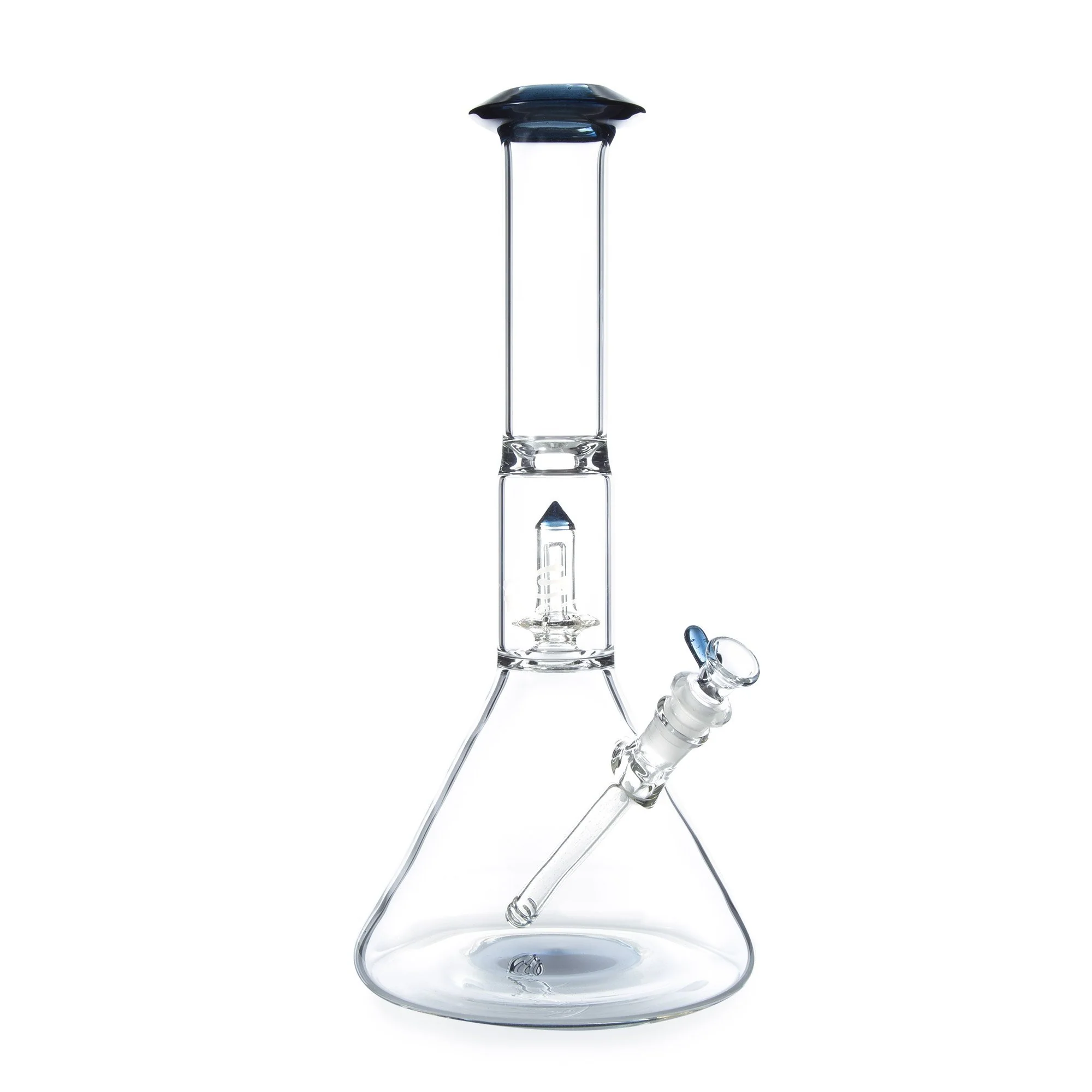 Geo's Glass 14in Crystal Circ Perc Beaker Bong - Atomic Stardust + Blu-V