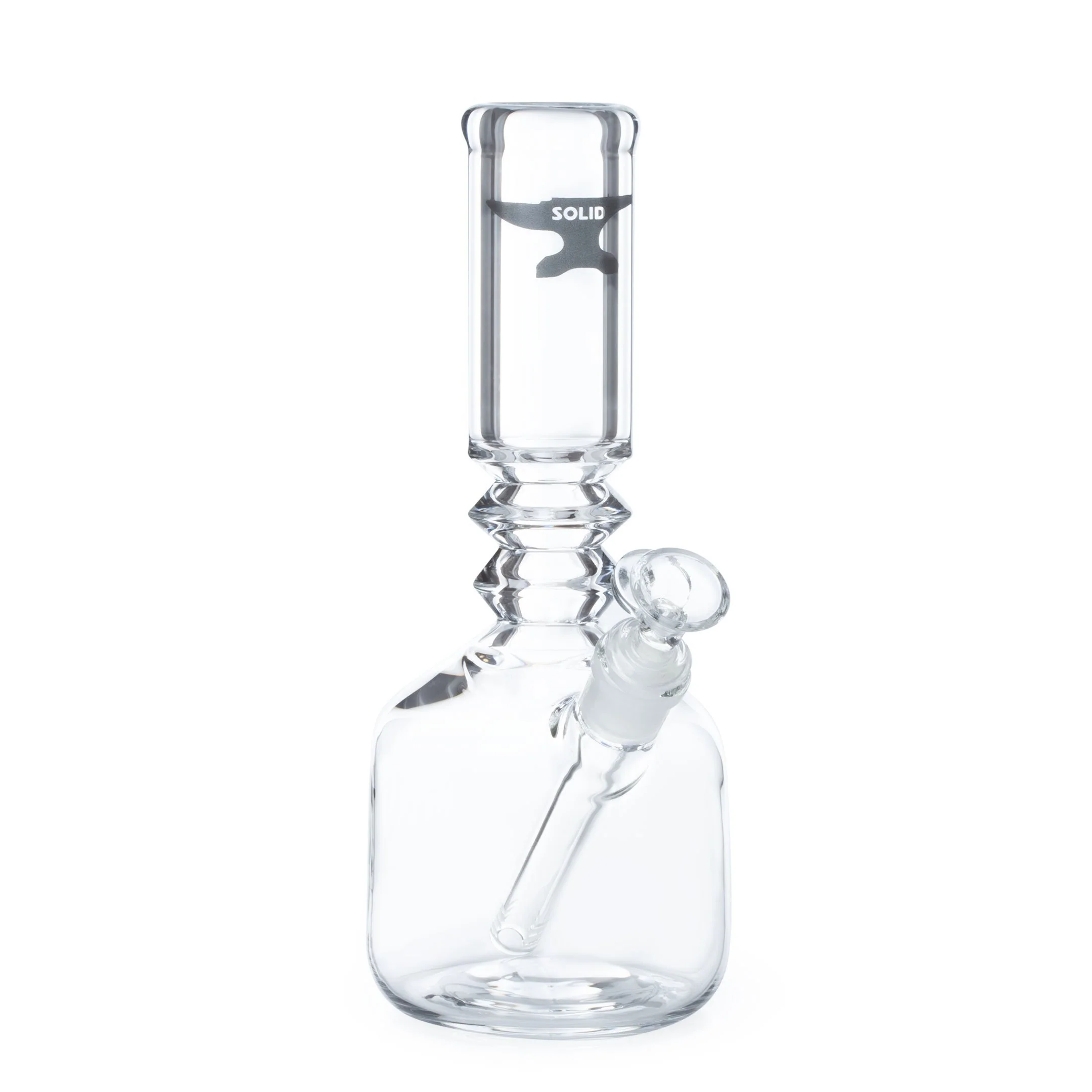 Solid Glass 12in Sculpted Neck Barrel Beaker Bong